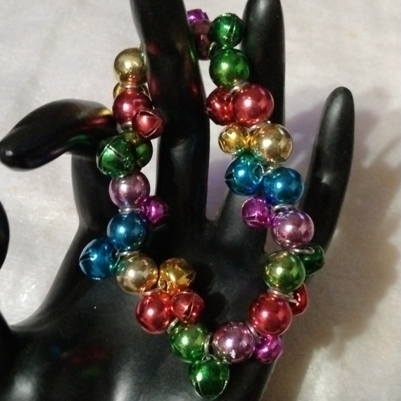 Jingle bell bracelet multi color metal stretch (sku 674) - Picture 3 of 4
